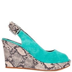 Colette Sol Wedge snake green